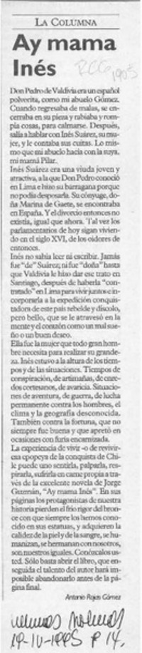 Ay mama Inés  [artículo] Antonio Rojas Gómez.