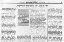 Orígenes y presencia de Cuasimodo  [artículo].