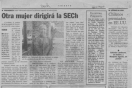 Otra mujer dirigirá la SECh  [artículo].