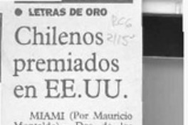 Chilenos premiados en EE. UU.  [artículo].