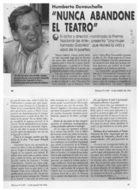 "Nunca abandoné el teatro"  [artículo] Marcelo Hernández R.