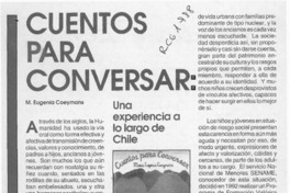 Cuentos para conversar  [artículo] M. Eugenia Coeymans.