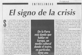El signo de la crisis  [artículo] Gonzalo Contreras.