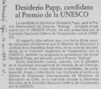 Desiderio Papp, candidato al Premio de la UNESCO