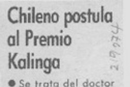 Chileno postula al premio Kalinga