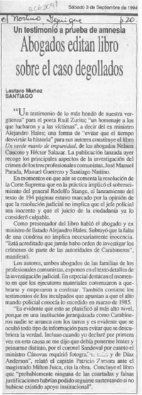 Abogados editan libro sobre el caso degollados  [artículo] Lautaro Muñoz.