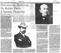 Desconocido homenaje de Rubén Darío y Ignacio Domeyko  [artículo] Alfredo Lastra Norambuena.