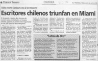 Escritores chilenos triunfan en Miami  [artículo] Cecilia Valenzuela L.