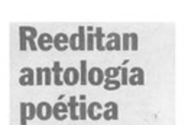 Reeditan antología poética  [artículo].