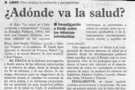 Adónde va la salud?  [artículo].