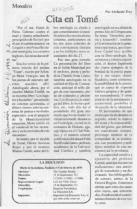 Cita en Tomé  [artículo] Abelardo Troy.