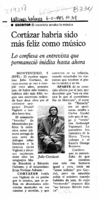 Cortázar habría sido más feliz como músico  [artículo].