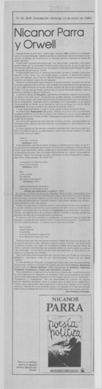 Nicanor Parra y Orwell