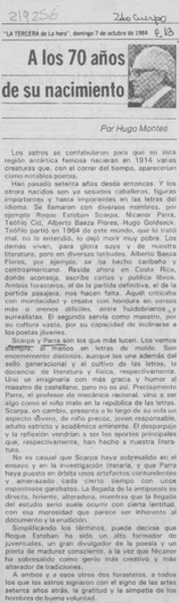 A los 70 años de su nacimiento