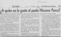 A quién no le gusta el poeta Nicanor Parra?