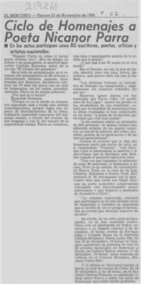 Ciclo de homenajes a poeta Nicanor Parra