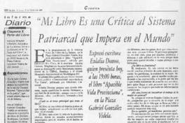 "Mi libro es una crítica al sistema patriarcal que impera en el mundo"