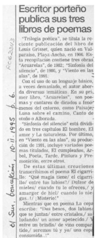 Escritor porteño publica sus tres libros de poemas  [artículo].