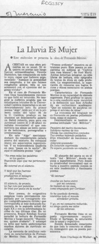 La lluvia es mujer  [artículo] Rosa Cruchaga de Walker.