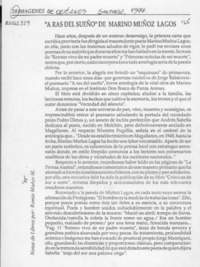 "A ras del sueño" de Marino Muñoz Lagos  [artículo] Ronnie Muñoz M.