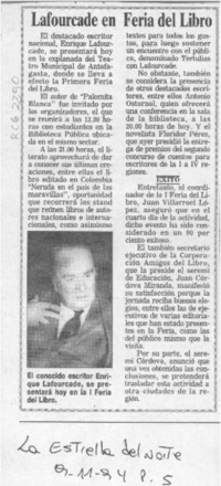 Lafourcade en Feria del Libro  [artículo].