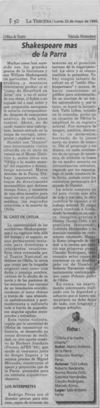 Shakespeare más de la Parra  [artículo] Yolanda Montecinos.