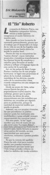 El "Tío" Roberto  [artículo] Eric Maluenda.