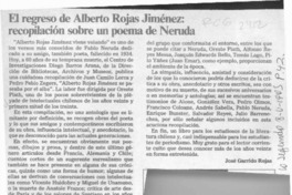 El regreso de Alberto Rojas Jiménez, recopilación sobre un poema de Neruda