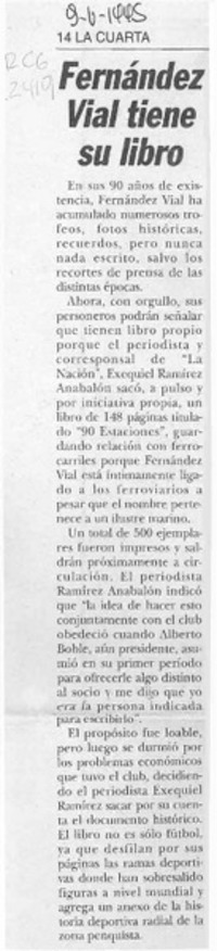 Fernández Vial tiene su libro  [artículo].