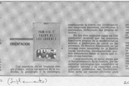 Familia y salud de los jóvenes  [artículo] Carmen Reyes V.