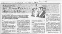 Sus últimas palabras a "Revista de Libros"  [artículo] María Teresa Cárdenas.