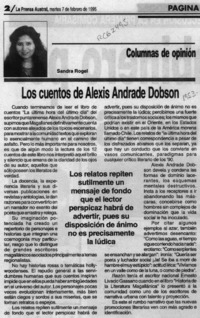 Los cuentos de Alexis Andrade Dobson.