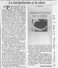 La interpelación es la clave  [artículo] Eugenio Rodríguez.