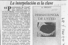La interpelación es la clave  [artículo] Eugenio Rodríguez.