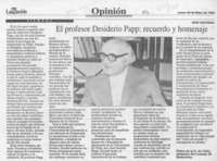 El profesor Desiderio Papp, recuerdo y homenaje  [artículo] Igor Saavedra.