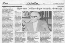 El profesor Desiderio Papp, recuerdo y homenaje  [artículo] Igor Saavedra.