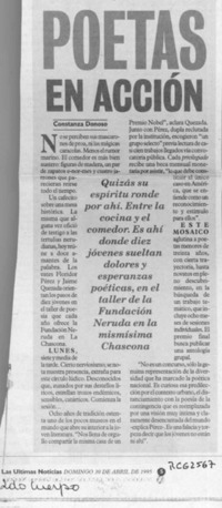 Poetas en acción  [artículo] Constanza Donoso.