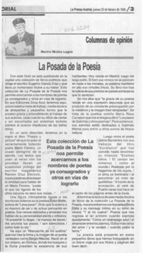 La posada de la poesía  [artículo] Marino Muñoz Lagos.