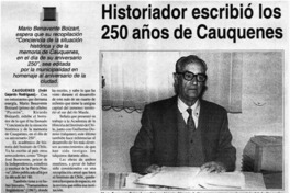 Historiador escribió los 250 años de Cauquenes