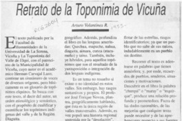 Retrato de la toponimia de Vicuña  [artículo] Arturo Volantines R.