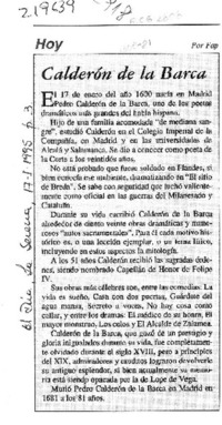 Calderón de la Barca  [artículo] Fap.
