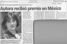 Autora recibió premio en México  [artículo].