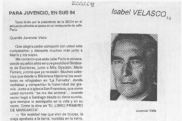 Para Juvencio, en sus 94  [artículo] Isabel Velasco.