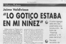 "Lo gótico estaba en mi niñez"  [artículo] Alexis Figueroa.
