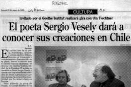 El poeta Sergio Vesely dará a conocer sus creaciones en Chile  [artículo] R. V.