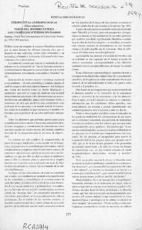 Perspectivas antropológicas  [artículo] Patricio de la Puente Lafoy.