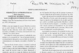Perspectivas antropológicas  [artículo] Patricio de la Puente Lafoy.