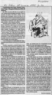 Continuidad del viaje  [artículo] Fernando Quilodrán.