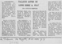 Fallecido autor de libro sobre Arturo Prat