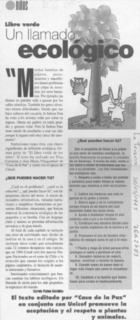 Un llamado ecológico  [artículo] Carola Palma Salcidúa.
